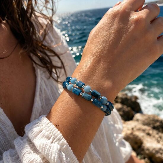 Zilganu akmeņu rokassprādze mieram "Polārais Sapnis"